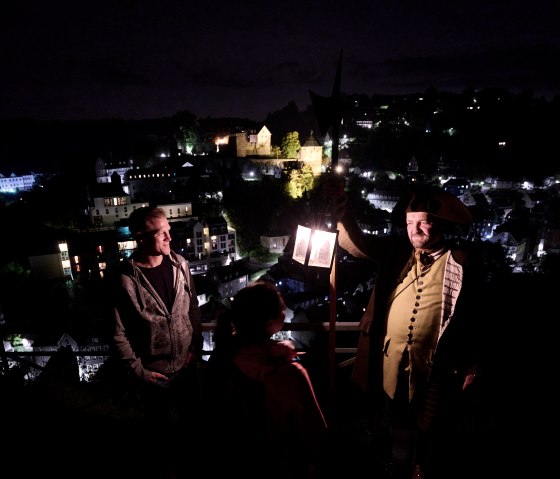 Nachtwächterführung über der Altstadt von Monschau, © Nils Nöll