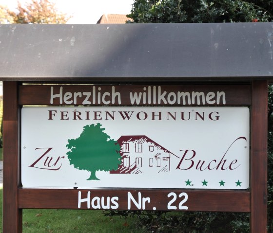 Begrüssungsschild Ferienwohnung, © Ferienwohnung Zur Buche